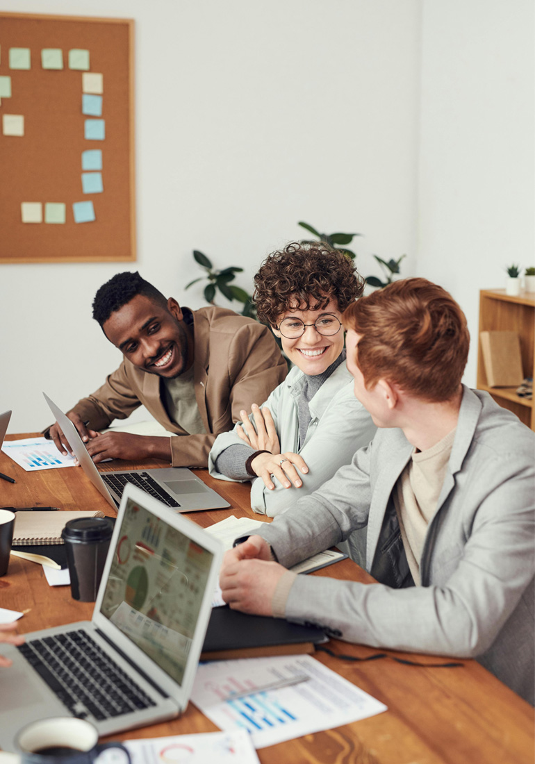 Financial advisors meeting with clients